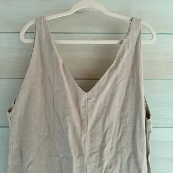 Sol Sister Linen Cream V-Neck Jumpsuit - Picture 6 of 10